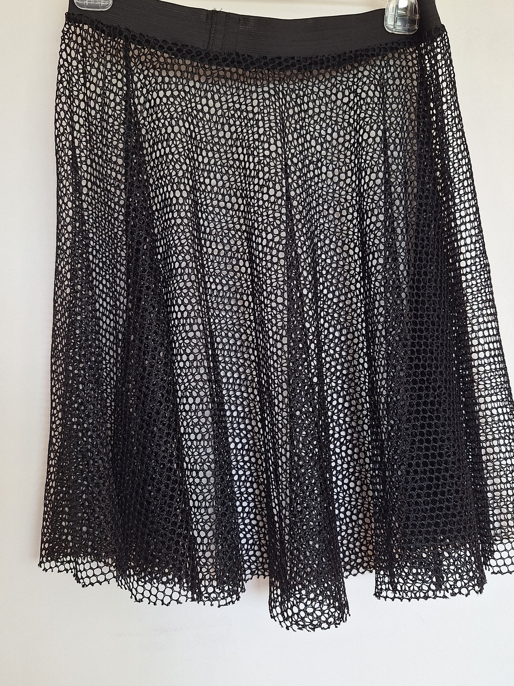 BEAUTY IN DEKAY RARE Black Mesh Large Fishnet  A-Line Goth Midi Skirt Sz M - Picture 4 of 7